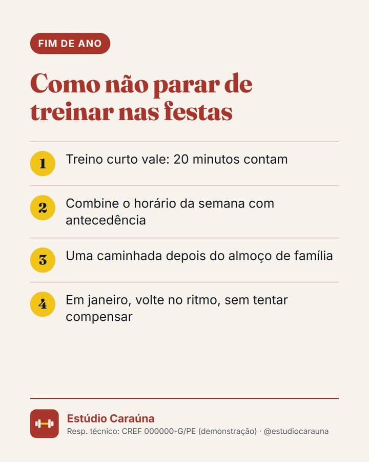 Post: como não parar de treinar nas festas