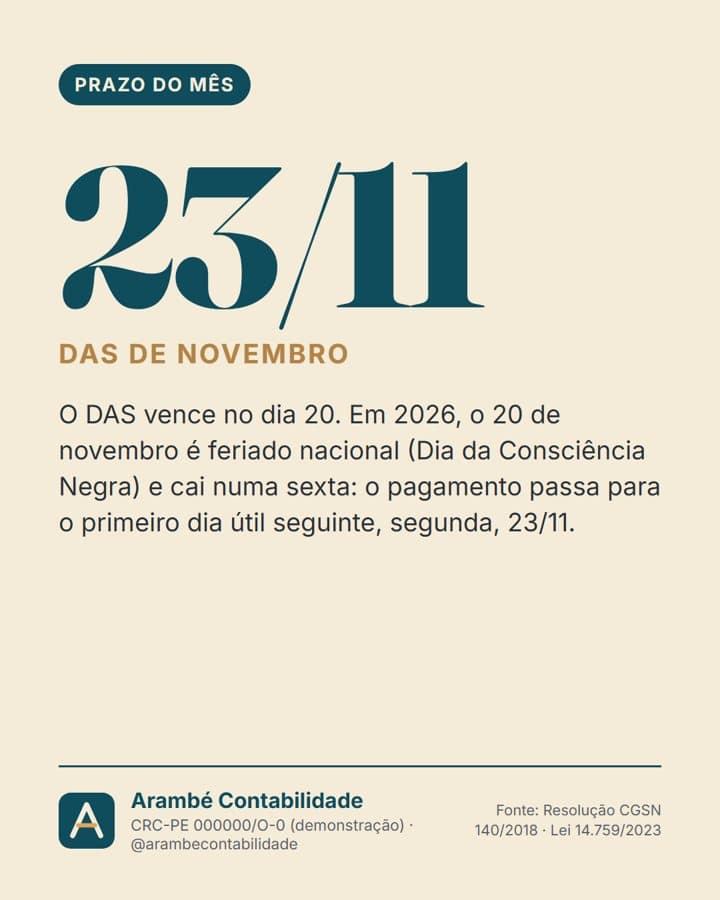 Post: 23/11, DAS de novembro